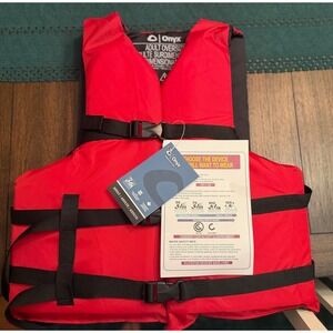 Onyx Adult Oversize Life Jacket Red USCG Approved Flotation Vest 103000-100-005